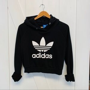 Cropped Adidas Hoodie Black and White